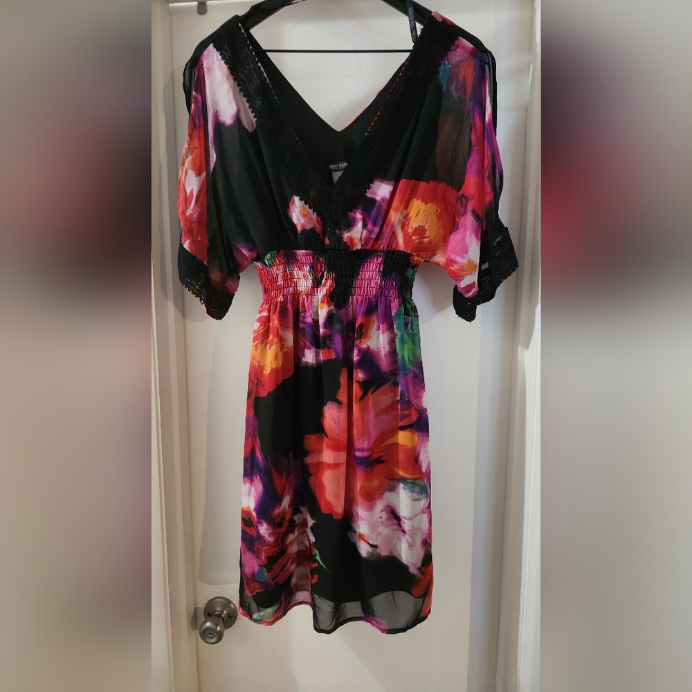 Sheer Floral Mini Dress